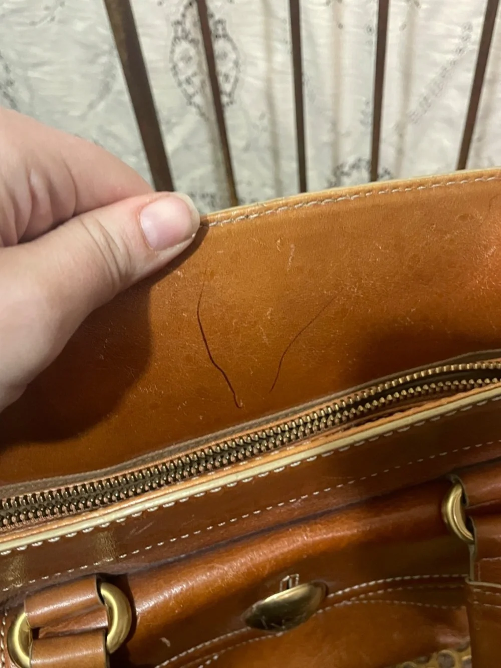 Maxx New York: cognac brown leather satchel